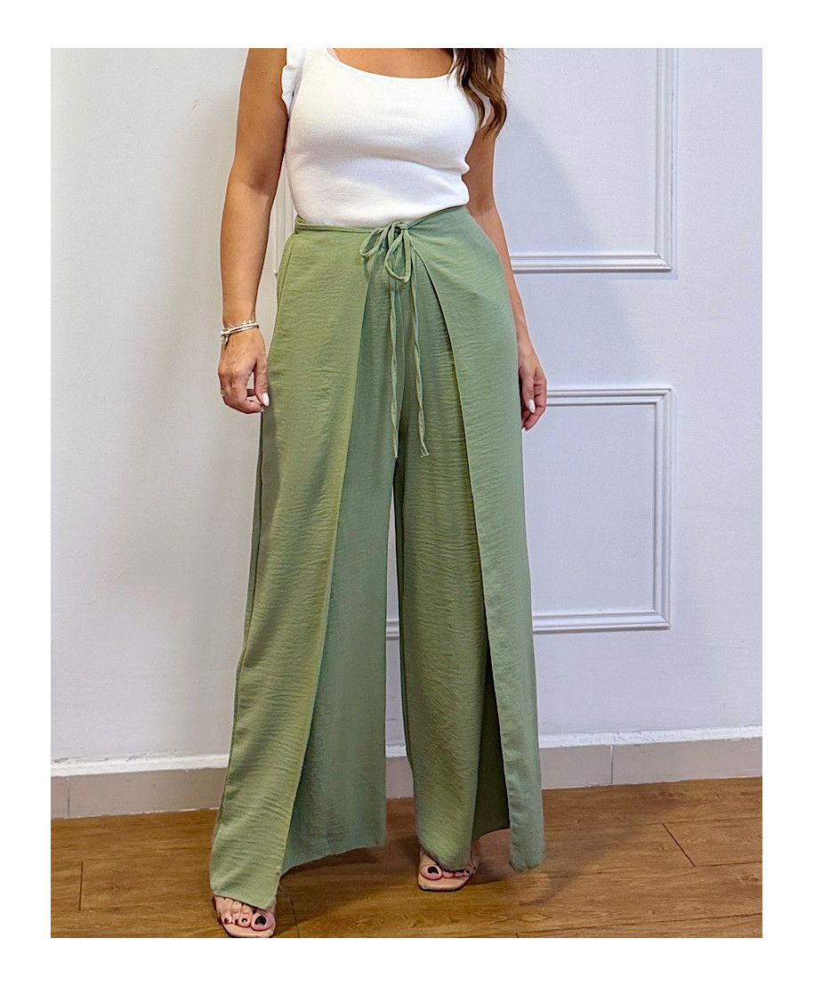 PANTALÓN PALAZZO SANTORINI FLOW VERDE