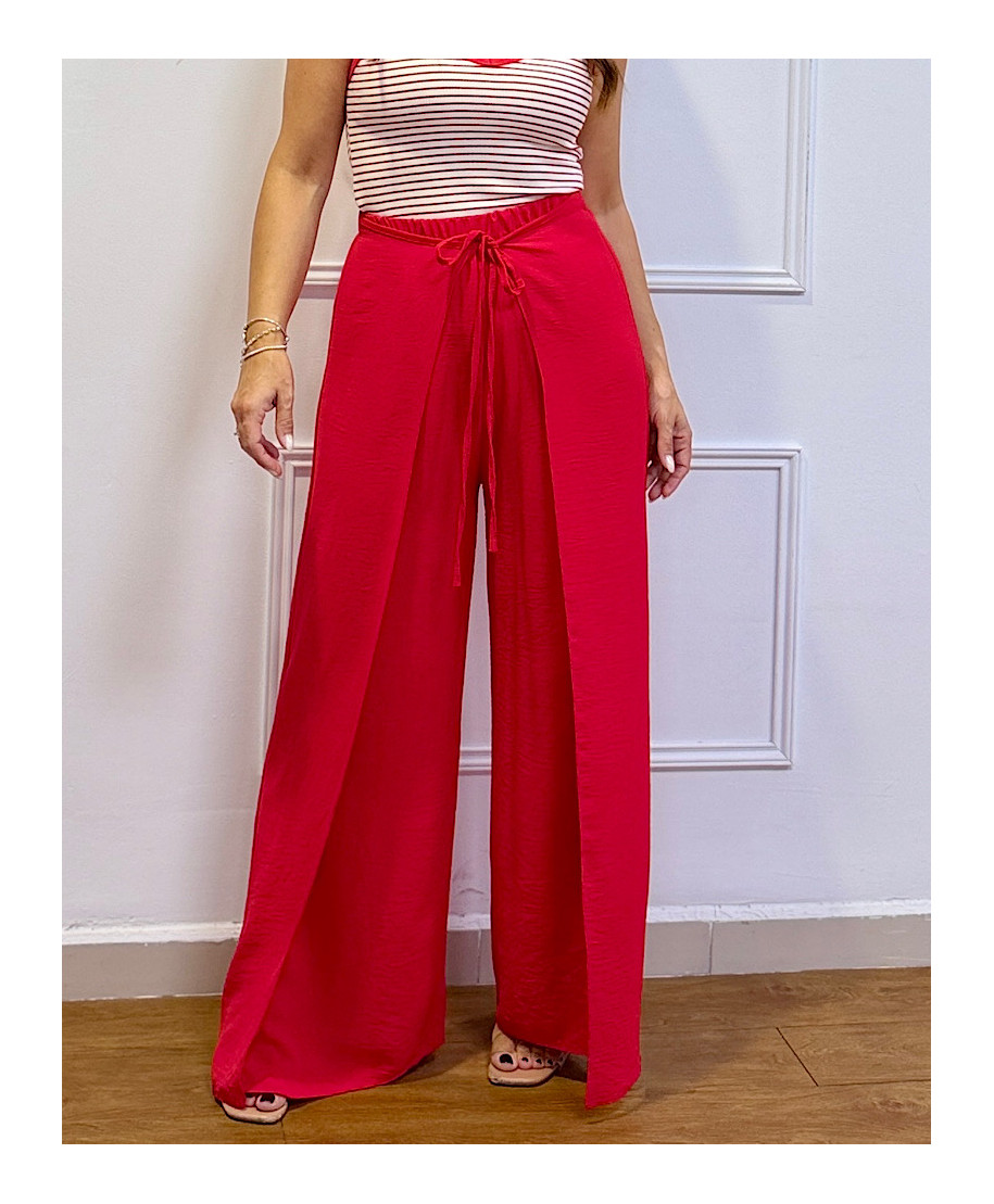 PANTALÓN PALAZZO SANTORINI FLOW ROJO