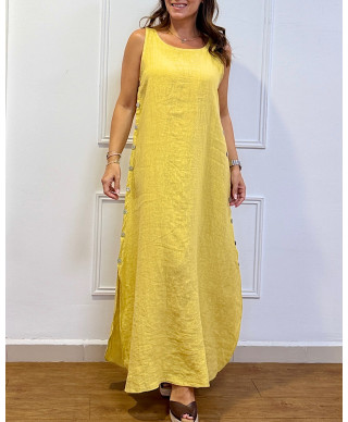 VESTIDO LARGO "ALMA MEDITERRÁNEA" MOSTAZA