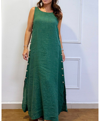 VESTIDO LARGO "ALMA MEDITERRÁNEA" VERDE