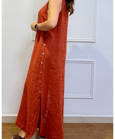 VESTIDO LARGO "ALMA MEDITERRÁNEA" TEJA