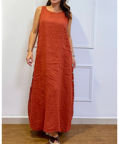 VESTIDO LARGO "ALMA MEDITERRÁNEA" TEJA