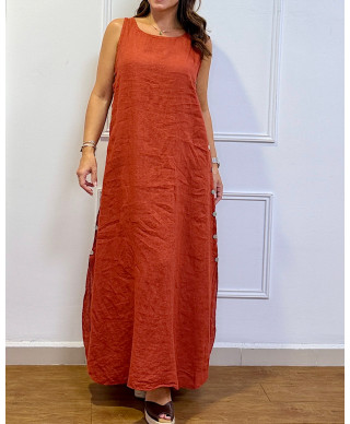 VESTIDO LARGO "ALMA MEDITERRÁNEA" TEJA