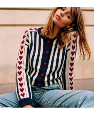 ❤️ CARDIGAN COLETTE · RAYAS & CORAZONES· MARINO