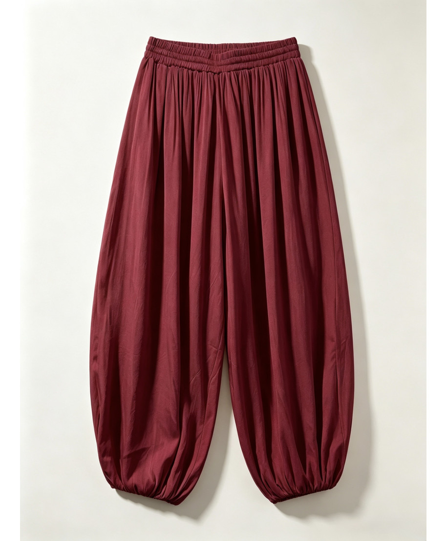PANTALON LIVIA· BOMBACHO FLUIDO · BURDEOS