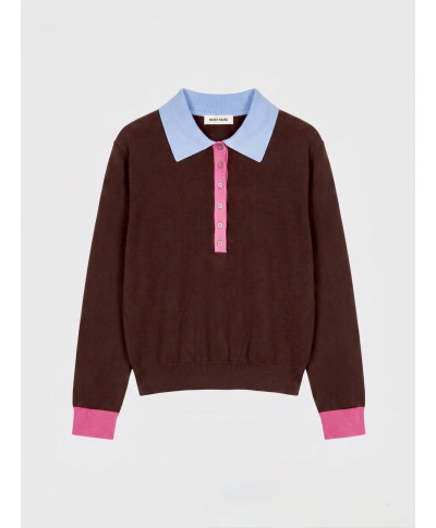 JERSEY MAIA · CUELLO CONTRASTE· MARRON