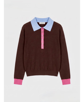 JERSEY MAIA · CUELLO CONTRASTE· MARRON