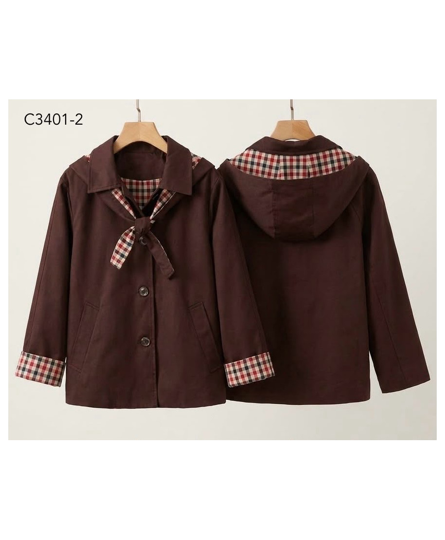CHAQUETA CANDY · CON DETALLES DE CUADROS ·BURDEOS