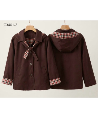 CHAQUETA CANDY · CON DETALLES DE CUADROS ·BURDEOS
