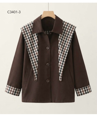 CHAQUETA CANDY · CON DETALLES DE CUADROS ·CHOCOLATE