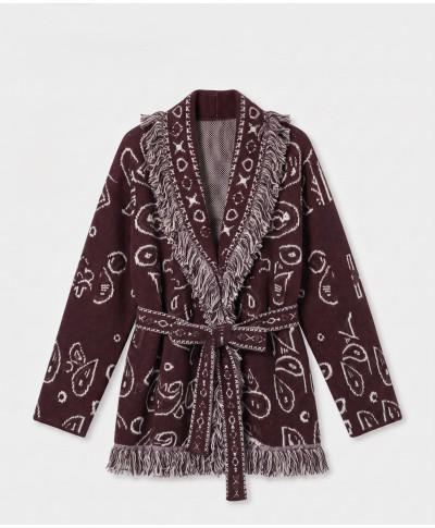 CHAQUETA ZAFIRA · ESTAMPADO ÉTNICO CON FLECOS