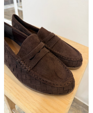 MOCASINES BELLAMY · EFECTO ANTE TRENZADO · CHOCO