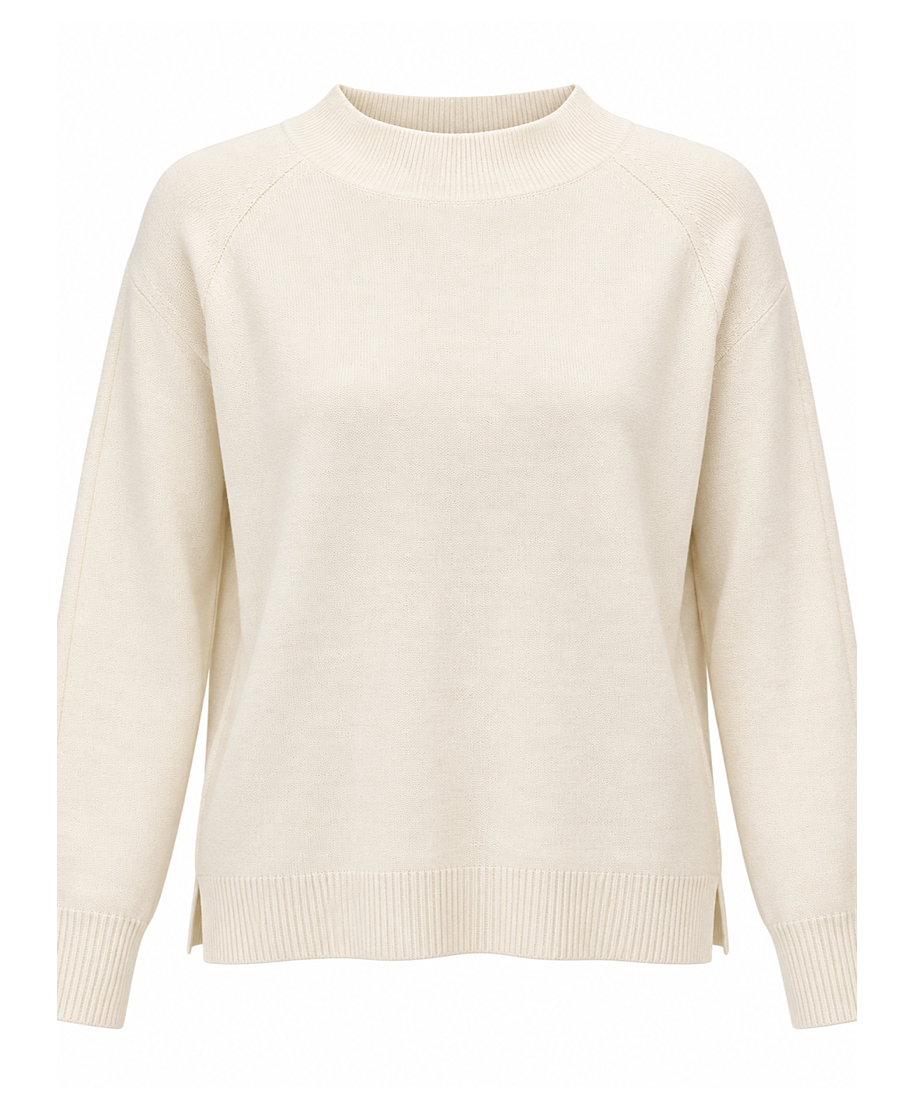 JERSEY LIORA · PUNTO BÁSICO DE CUELLO SEMIALTO · BLANCO ROTO