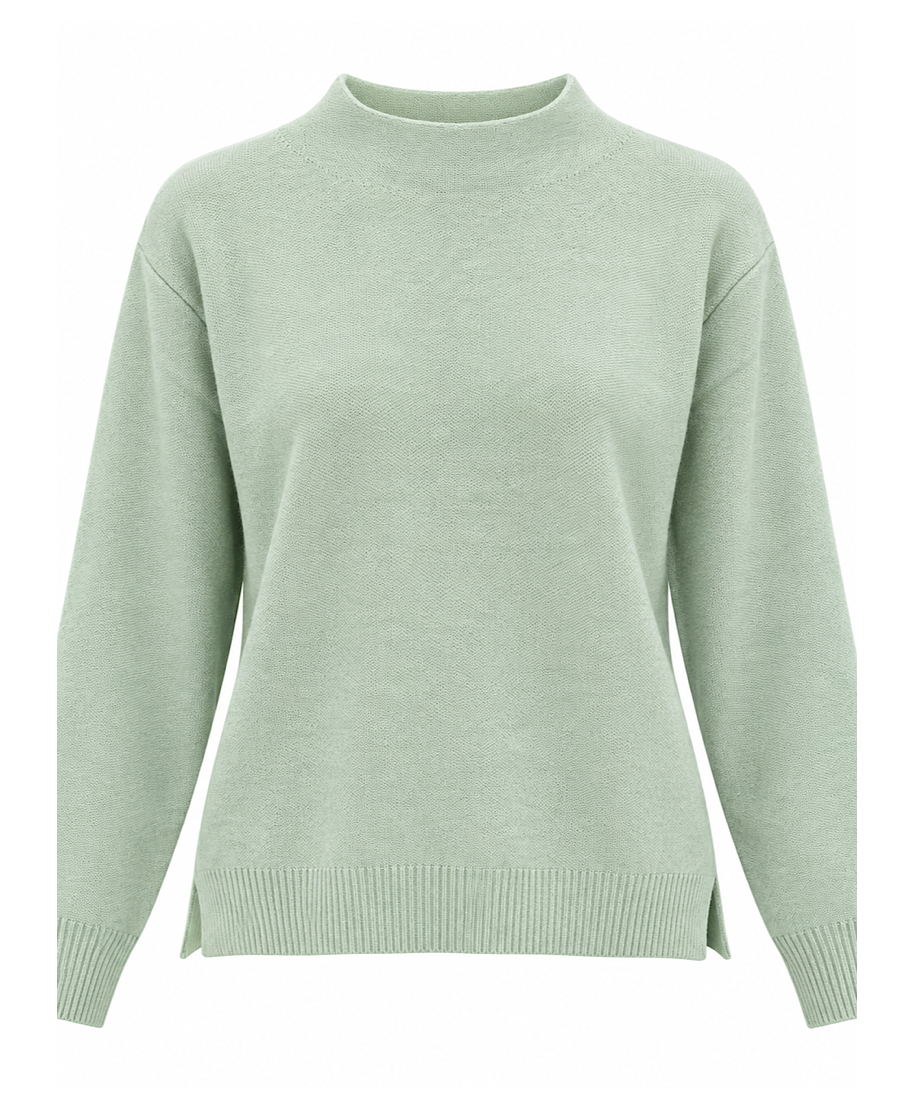 JERSEY LIORA · PUNTO BÁSICO DE CUELLO SEMIALTO · VERDE AGUA