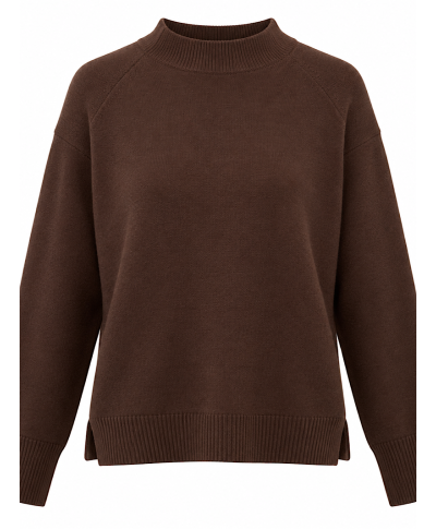 JERSEY LIORA · PUNTO BÁSICO DE CUELLO SEMIALTO · CHOCOLATE