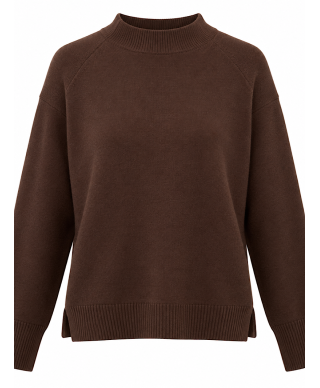 JERSEY LIORA · PUNTO BÁSICO DE CUELLO SEMIALTO · CHOCOLATE