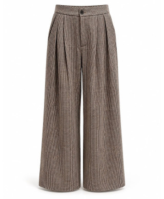 PANTALÓN INÉS · CUADROS MINI · MARRON