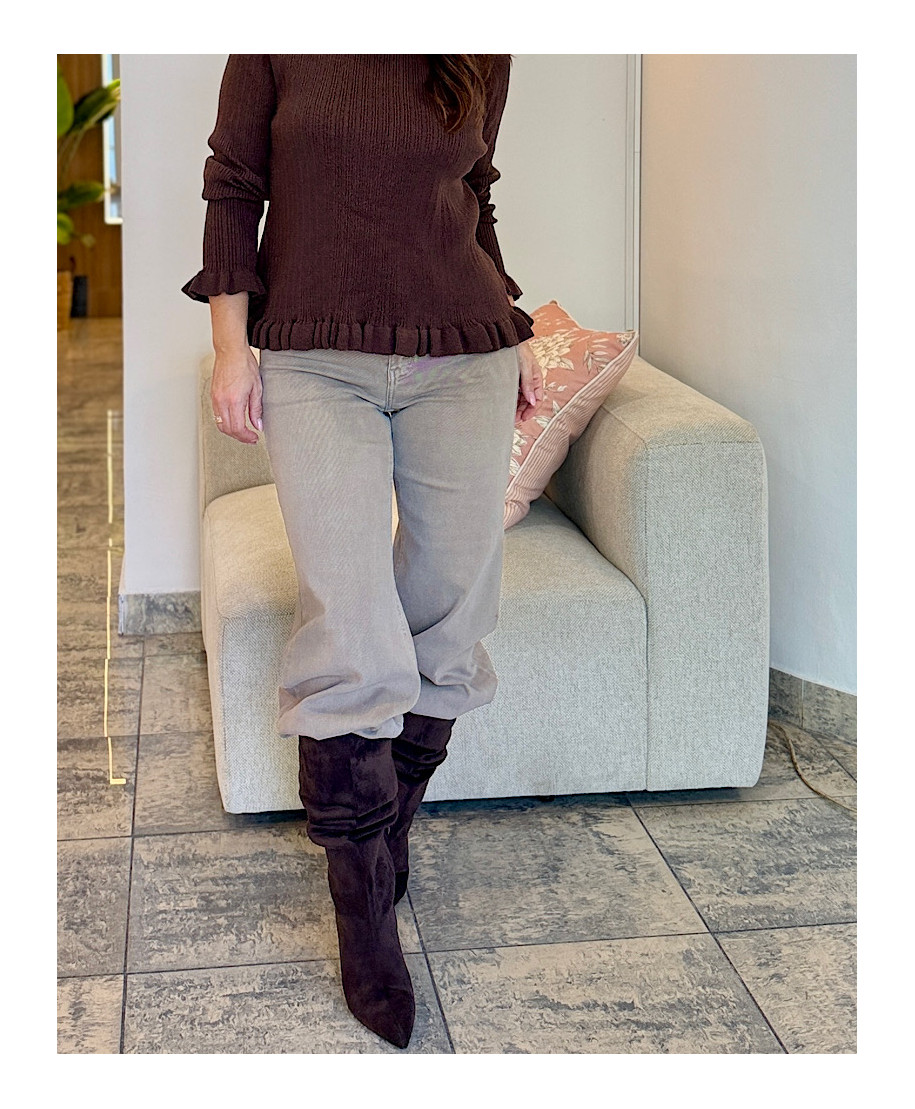 PANTALÓN LÍA · DENIM BOMBACHO ·TAUPE